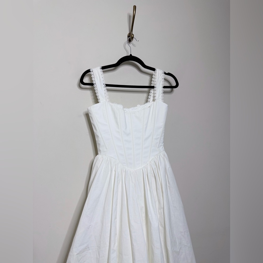 House of CB Amara White Stretch Cotton Corset Midi Dress - Picture 9 of 11